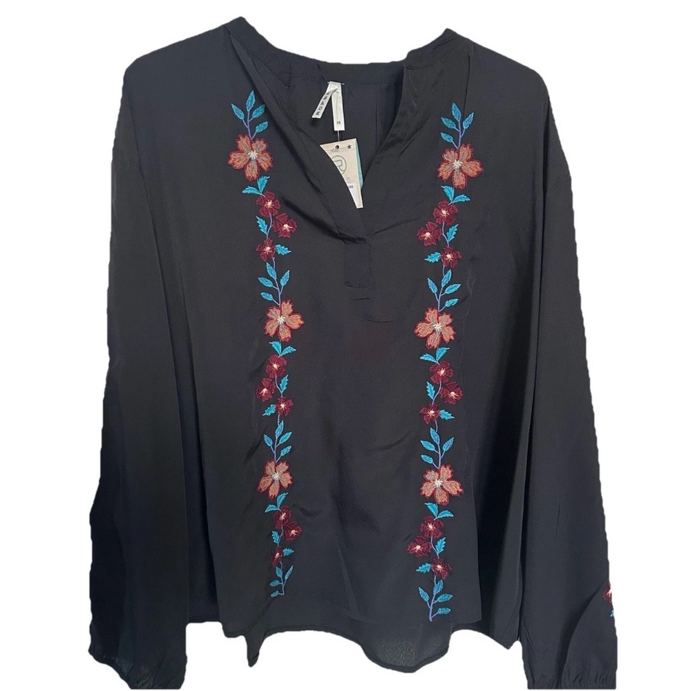Roper Women's Floral Embroidered Peasant Blouse-Plus 3X-Boho Romantic Western